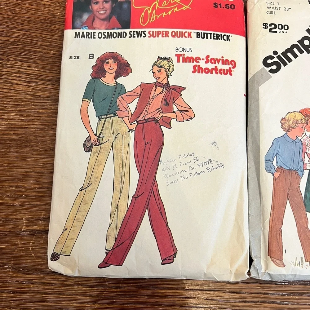 Lot of 2 Vintage Sewing Patterns Marie Osmond Butterick #6419 & Simplicity #5314